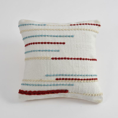 MY HOME Cotton Cushions Cover(40 cm*40 cm, Pack of 2, White, Multicolor)