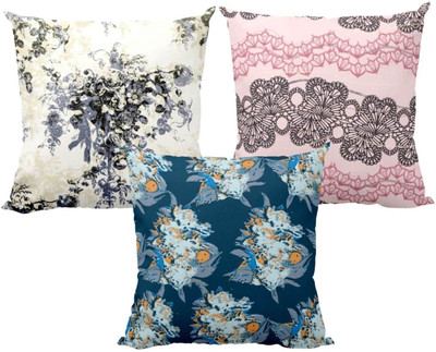 TheYaYaCafe Cotton Cushions Cover(40 cm*40 cm, Pack of 3, Multicolor)