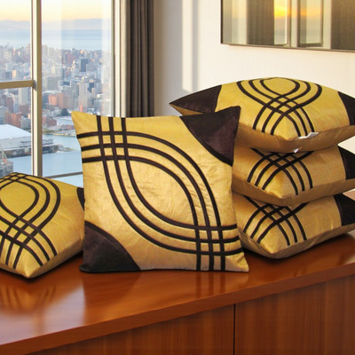 Zikrak Satin Cushions & Pillows Cover(Pack of 5, 60 cm*60 cm, Beige)