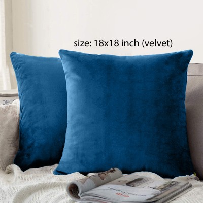 Sugarchic Plain Cushions Cover(Pack of 2, 45 cm*45 cm, Blue)