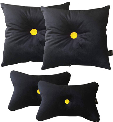 Lushomes Memory Foam Solid Travel Pillow Pack of 4(Black)