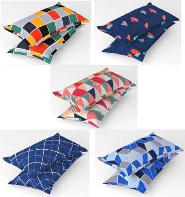 ETZA Cotton Pillows Cover(Pack of 10, 40 cm*62 cm, Multicolor, Dark Blue, Blue)