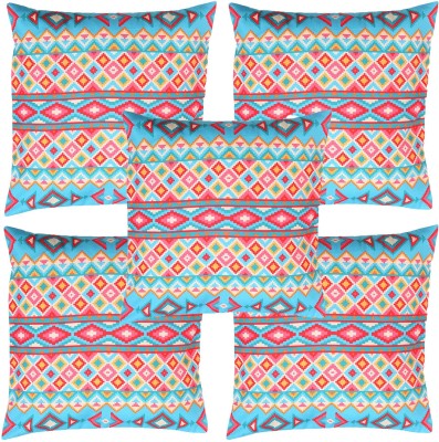 Alina decor Polycotton Cushions Cover(Pack of 5, 40.64 cm*40.64 cm, Light Blue, Peach, Yellow)