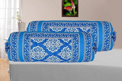 Thayan Cotton Bolsters Cover(41 cm*82 cm, Pack of 2, Light Blue)