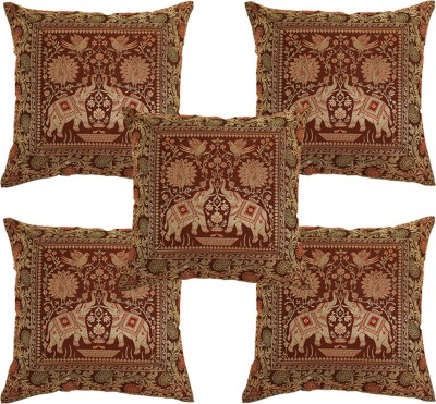 Aaditya Exports Silk Cushions & Pillows Cover(Pack of 5, 40.64 cm*40.64 cm, Maroon)