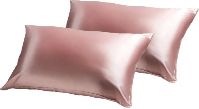 KREEVAL Plain Pillows Cover(Pack of 2, 45 cm*70 cm, Peach)
