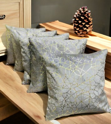 LOFEY Printed Cushions & Pillows Cover(Pack of 5, 40 cm*40 cm, Silver)