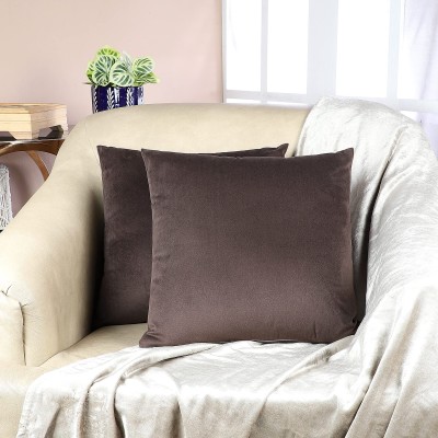 DecoGhar Velvet Cushions & Pillows Cover(Pack of 2, 45 cm*45 cm, Brown)