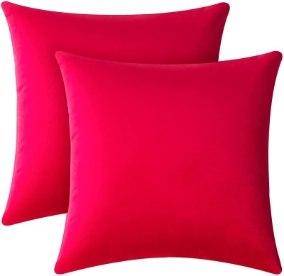 AVS Plain Cushions & Pillows Cover(Pack of 2, 16 cm*16 cm, Red)