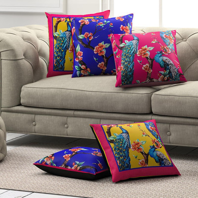 SEJ BY NISHA GUPTA Polyester Cushions Cover(Pack of 5, 40 cm*40 cm, Multicolor)