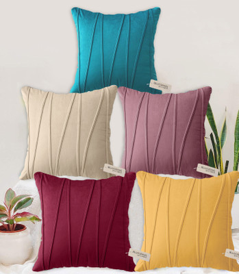 Bluegrass Velvet Cushions Cover(60 cm*60 cm, Pack of 5, Multicolor)