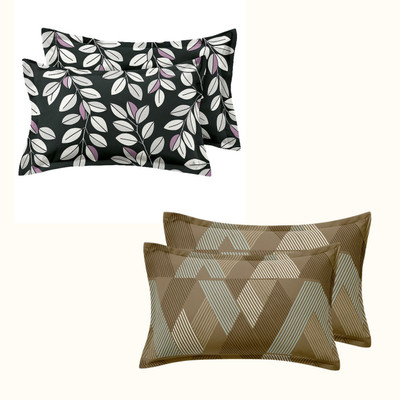 Lzyhome Cotton Pillows Cover(Pack of 4, 43.18 cm*68.58 cm, Black, Brown)