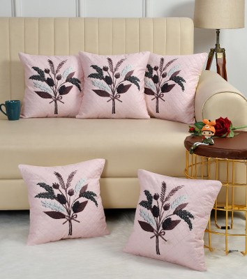 MISTYKO Velvet Cushions Cover(40.64 cm*40.64 cm, Pack of 5, Pink)