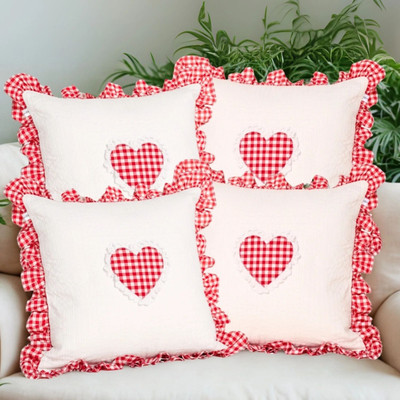 Sleepy Threads Cotton Cushions Cover(40 cm*40 cm, Pack of 4, White)