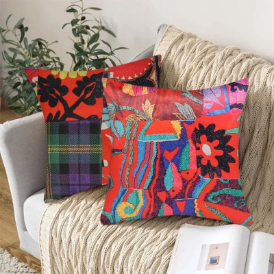Tesmare Printed Cushions Cover(Pack of 2, 50 cm*50 cm, Multicolor, Red)