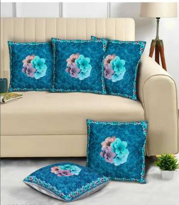 BANAVY Velvet Cushions Cover(40 cm*40 cm, Pack of 5, Blue, Purple)