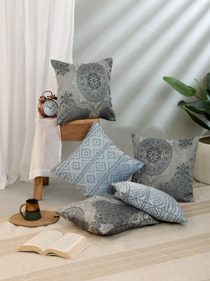 ROSARA HOME Polyester Cushions Cover(40 cm*40 cm, Pack of 5, Dark Blue)