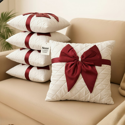 NoorAccumulation Satin Cushions & Pillows Cover(40 cm*40 cm, Pack of 5, White)