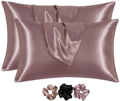 ARMOXA Satin Pillows Cover(45 cm*72 cm, Pack of 2, Cream)