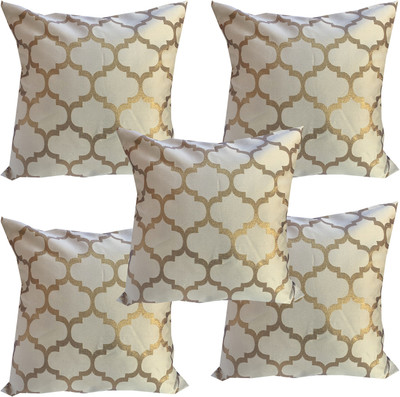VIREO Jacquard Cushions & Pillows Cover(40 cm*40 cm, Pack of 5, Multicolor)
