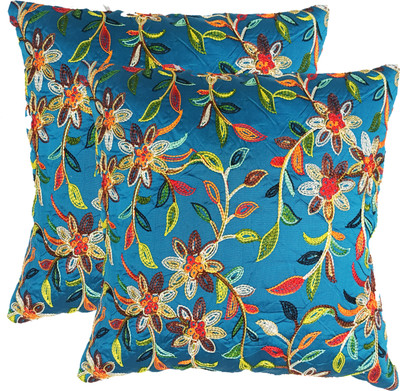 Decorline Silk Cushions & Pillows Cover(40 cm*40 cm, Pack of 2, Blue)