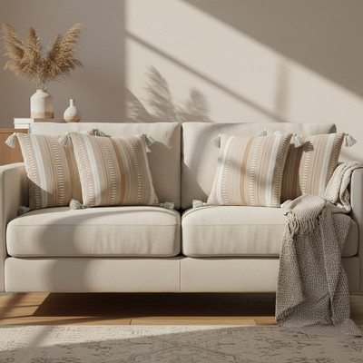 Shonisha Cotton Cushions Cover(40 cm*40 cm, Pack of 4, Beige)