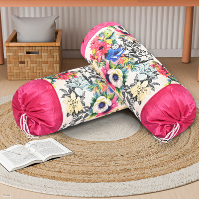 HOMESTIC Cotton Bolsters Cover(Pack of 2, 40 cm*80 cm, Yellow)