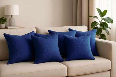 MIKONIKO Velvet Cushions Cover(40 cm*40 cm, Pack of 5, Blue)