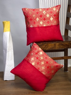 Alina decor Embroidered Cushions Cover(Pack of 2, 40 cm*40 cm, Red)