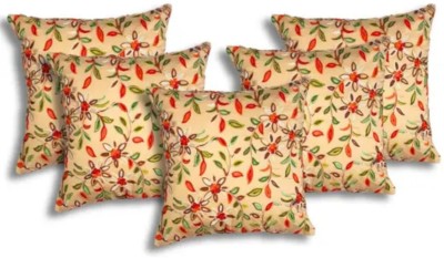 Decorline Embroidered Cushions & Pillows Cover(Pack of 5, 40 cm*40 cm, Beige)