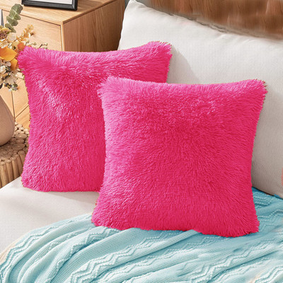 KNEFT Fur Cushions Cover(40 cm*40 cm, Pack of 2, Purple)