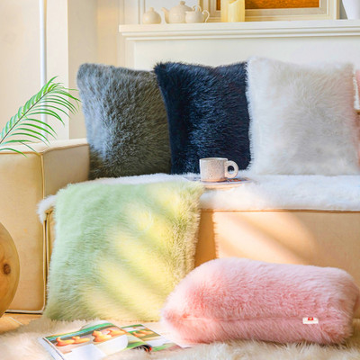 Wondershala Fur, Faux Silk, Microfiber Cushions Cover(40 cm*40 cm, Pack of 5, Grey, Black, White, Light Green, Pink)