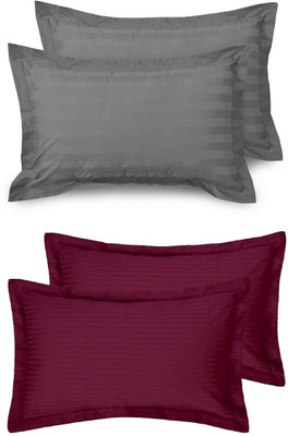 TURIYA Microfiber Pillows Cover(68 cm*43 cm, Pack of 4, Grey, Maroon)
