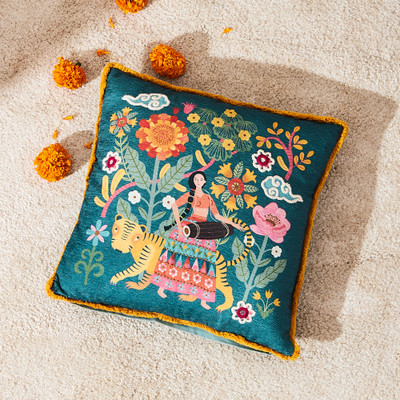 chumbak Cotton Cushions Cover(40 cm*40 cm, Blue)