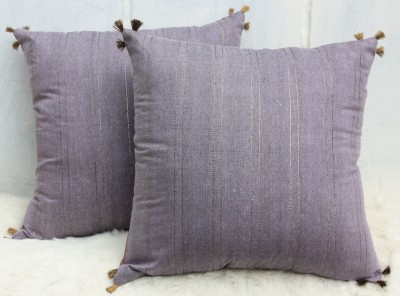 Dekor World Striped Cushions & Pillows Cover(Pack of 2, 30 cm*30 cm, Purple)