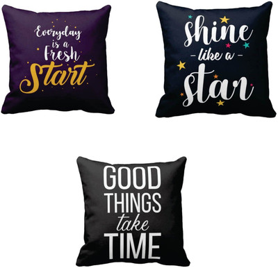 TheYaYaCafe Cotton Cushions Cover(40 cm*40 cm, Pack of 3, Multicolor)