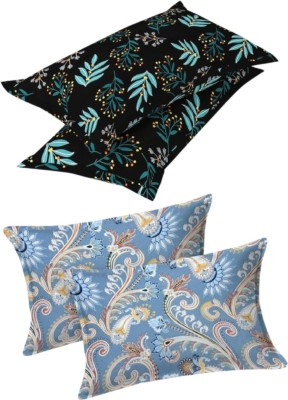 P.Rtrend Cotton Pillows Cover(Pack of 4, 43 cm*69 cm, Black, Blue)