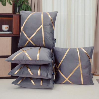 Zikrak Velvet Cushions Cover(40 cm*40 cm, Pack of 5, Grey)