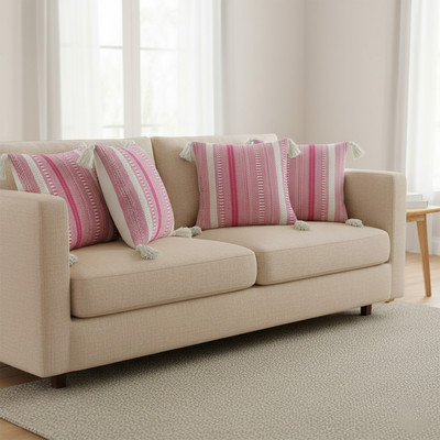 The Elvia Cotton Cushions Cover(40 cm*40 cm, Pack of 4, Pink)