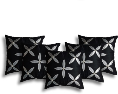 Cherry Homes Floral Cushions Cover(Pack of 5, 40 cm*40 cm, Black)