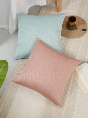 ROSARA HOME Polyester Cushions Cover(Pack of 2, 40 cm*40 cm, Pink, Light Blue)