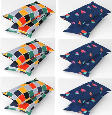 P.Rtrend Cotton Pillows Cover(46 cm*69 cm, Pack of 12, Multicolor, Dark Blue)