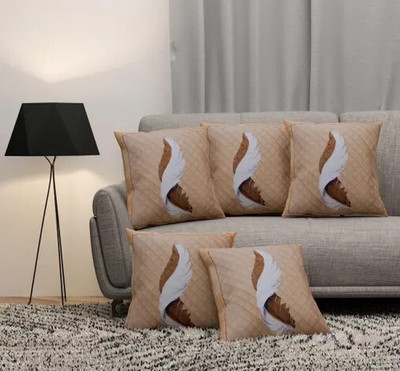 ZUKIODECOR Velvet Cushions Cover(40 cm*40 cm, Pack of 5, Beige)