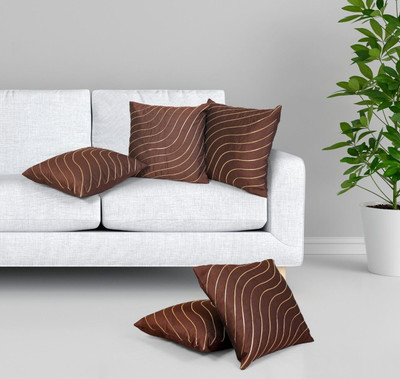 TOS Silk Cushions Cover(Pack of 5, 40 cm*40 cm, Brown)