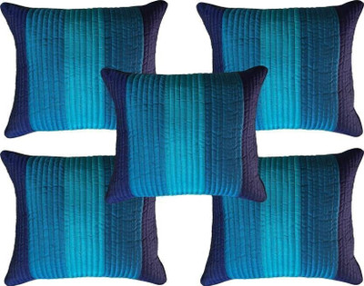 India Furnish Polyester, Dupion Silk Cushions & Pillows Cover(40 cm*40 cm, Pack of 5, Blue)