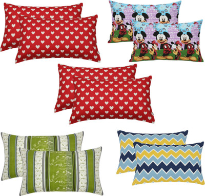 P.Rtrend Cotton Pillows Cover(68.58 cm*43.18 cm, Pack of 10, Red, Multicolor, Blue, Green)