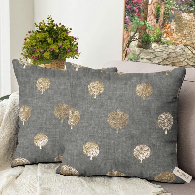 Bluegrass Self Design Cushions Cover(Pack of 2, 40 cm*40 cm, Grey)