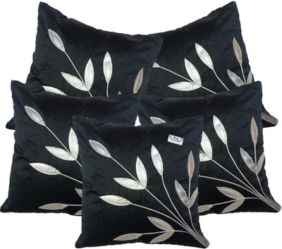 NoorDecor Polyester Cushions & Pillows Cover(40 cm*40 cm, Pack of 5, Black)