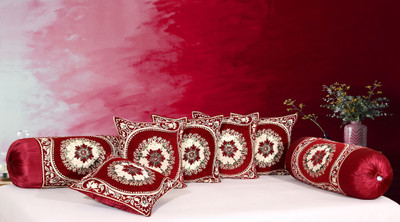 Creative Homes Velvet Cushions & Bolsters Cover(40 cm*40 cm, Pack of 5, Maroon)