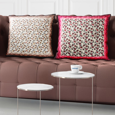 LoomJungle Polycotton Cushions Cover(40 cm*40 cm, Pack of 2, Pink, Brown)